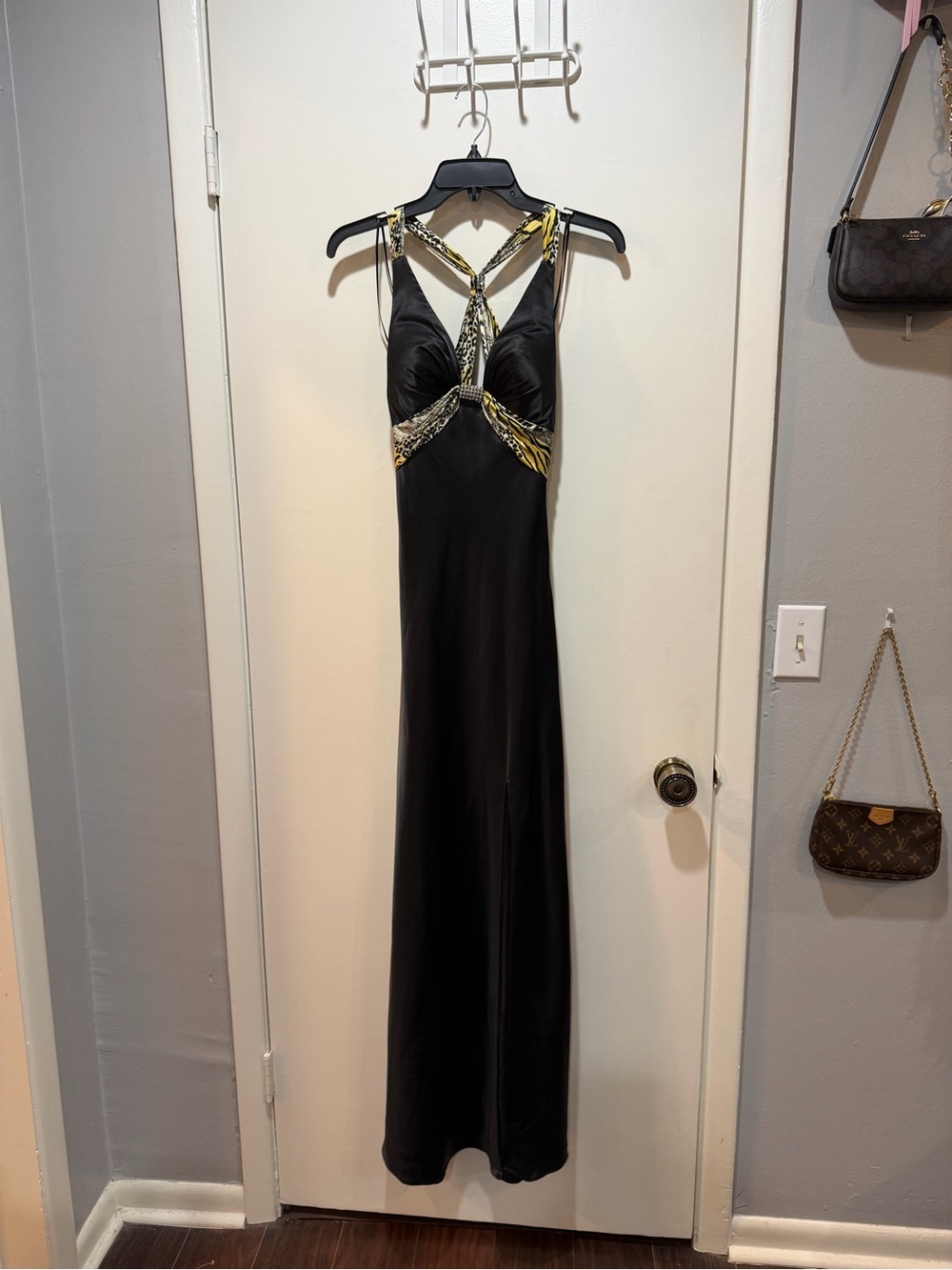 Y2K Black Dress with Gold Accent Straps
